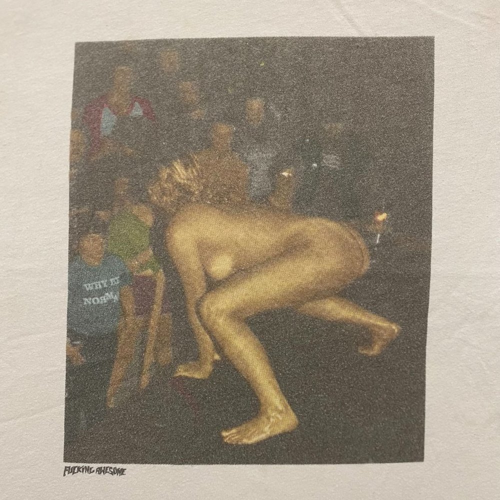 FA Fucking Awesome Naked Photo T-Shirt Edgy Skater Punk XXX Streetwear White M - Picture 2 of 5